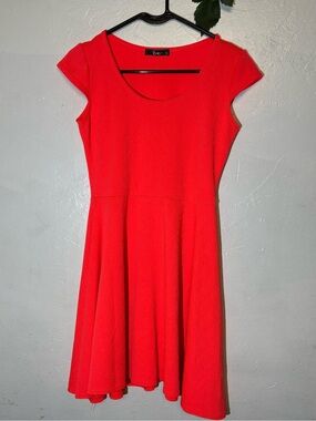 Pinc Red Scoop-Neck Fit & Flare Mini Dress
